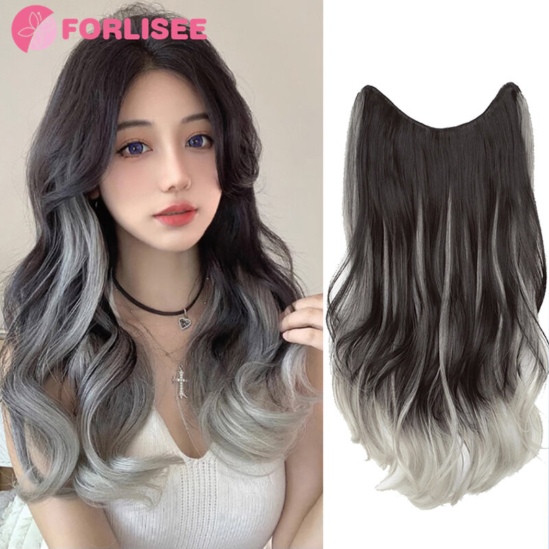FORLISEE Synthetic Long Curly Hair Gradient Paris Painted Wig Patches With Increased Hair Volume And Fluffy Hair Extensions