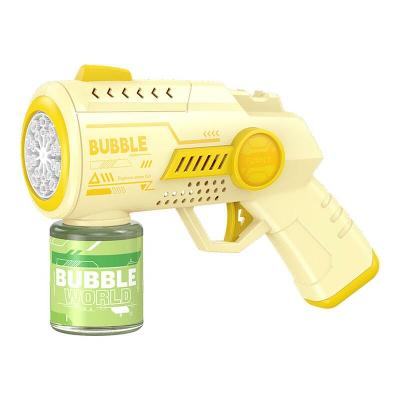 Pistola de burbujas eléctrica automática para exteriores, juguetes de burbujas brillantes para niños, regalo de cumpleaños, E9F2