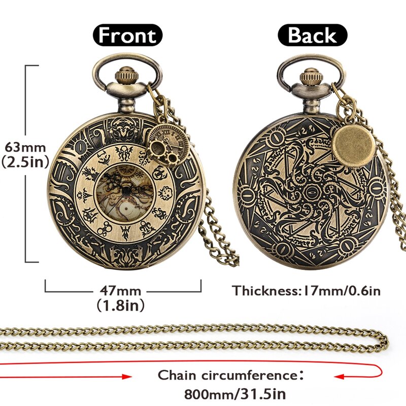 Круглые аналоговые дизайнерские кварцевые карманные часы в стиле стимпанк, Арабская стандартная цепочка на свитер, Подвесные часы с аксессуаром для снаряжения