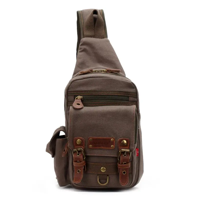 Chikage-Multi-função Canvas Crossbody Bag, Unisex Chest Bag, Grande Capacidade, Bolsa de Ombro de Viagem, Personalidade, Novo