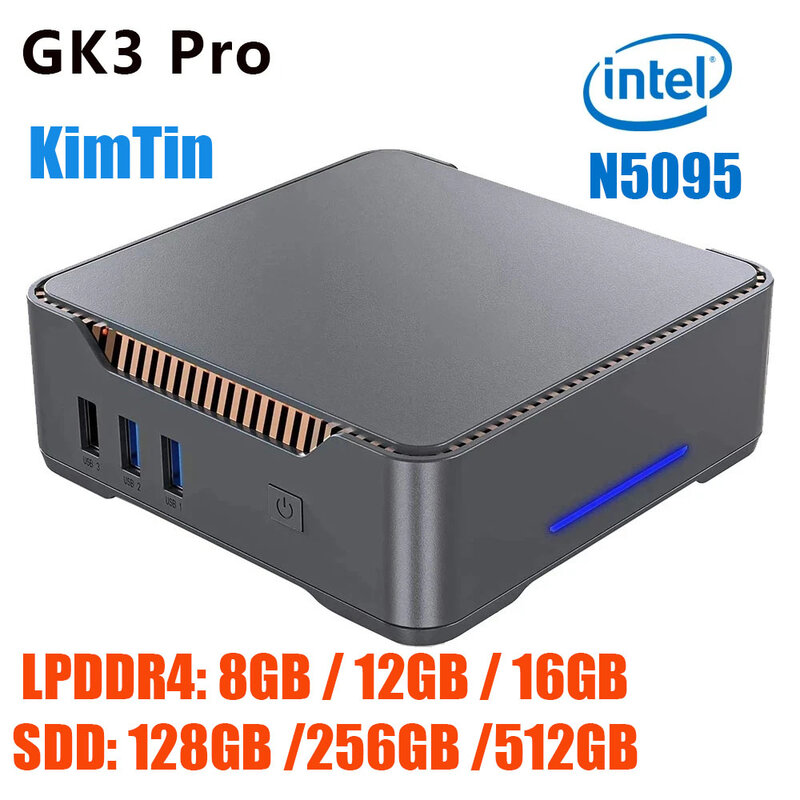 Mini PC GK3 Pro Intel Celeron N5095, 8GB, LPDDR4, 128GB, SSD, Windows 11 Pro, preinstalado, 4K, compatible con HDD, Destktop VS U59 Pro Mini S