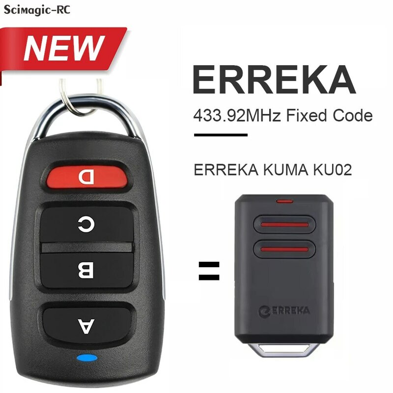 For ERREKA KUMA KU02 Garage Door Remote Control 433.92MHz Fixed Code Clone ERREKA 433 mhz New