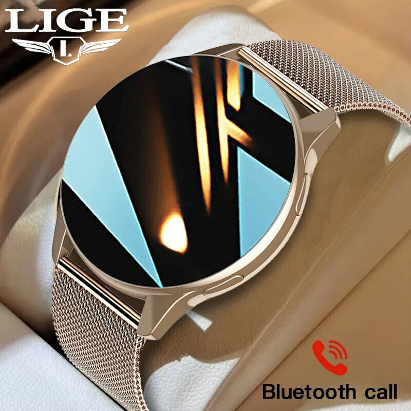 LIGE-relógio inteligente para homens e mulheres, IP67 impermeável, chamada bluetooth, freqüência cardíaca, monitoramento da pressão arterial