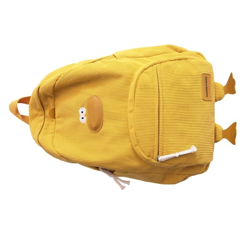 カートゥーン コーデュロイ バックパック 十代の女の子 子供用 旅行用デイパック 大容量 ショルダーバッグ バックパック ラップトップバッグ スクールバッグ