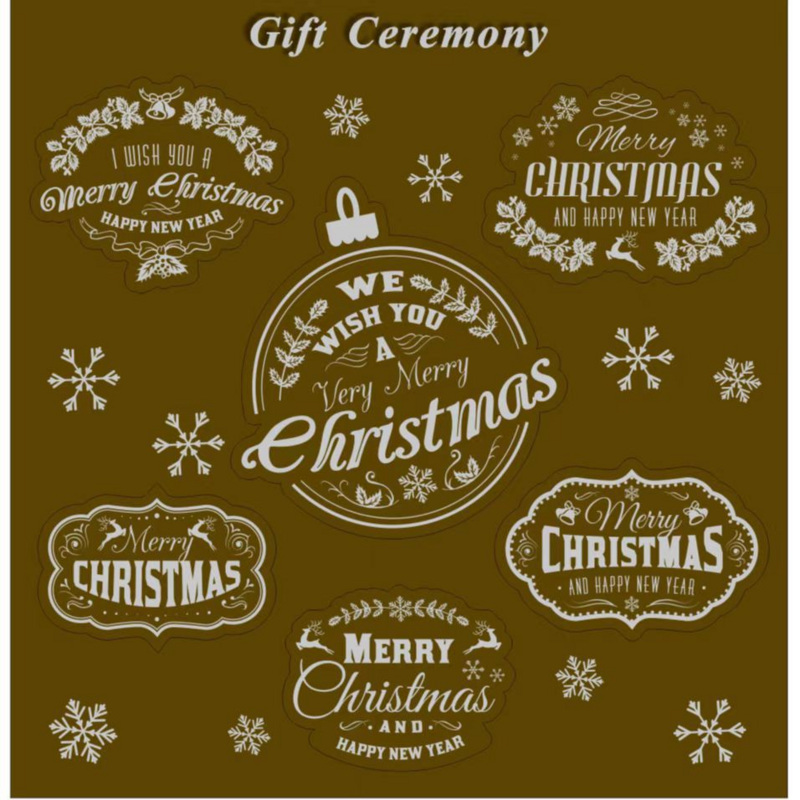 Pegatina autoadhesiva de película mate para regalo de Navidad, pegatina decorativa de sellado de caja de regalo de oro y plata, adornos navideños
