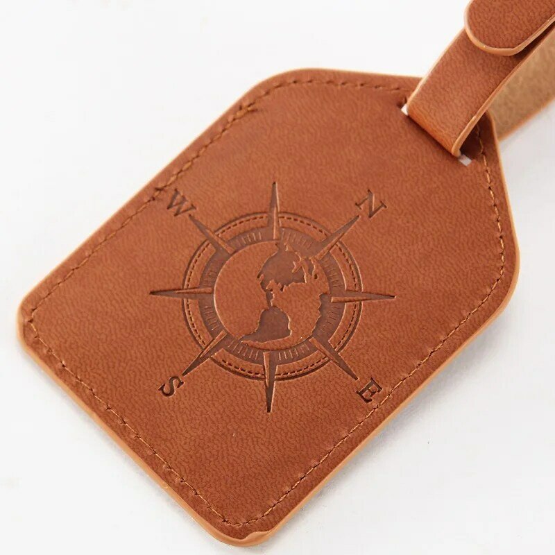 PU Leather Luggage Tag Suitcase Luggage Label Baggage Boarding Bag Tag Portable Name ID Address Holder Travel Accessories