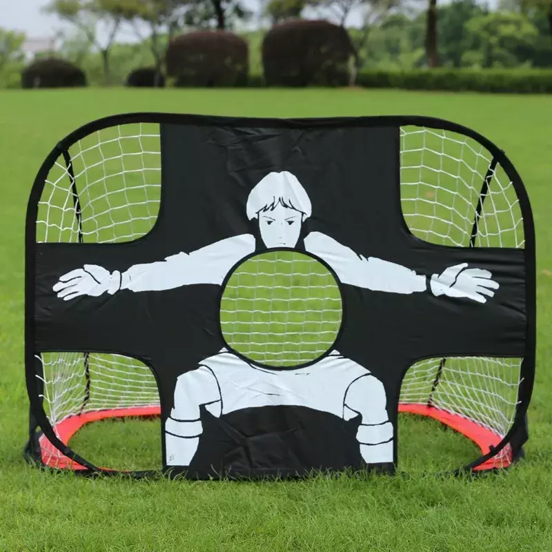 Gawang sepak bola lipat portabel anak-anak, Target jaring sepak bola Mini dalam dan luar ruangan, mainan latihan bergerak