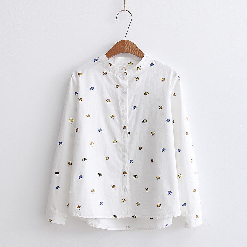 Blusa de manga larga con estampado de grafiti para mujer, camisa Simple de moda, ropa femenina, venta al por mayor, Otoño, 2021