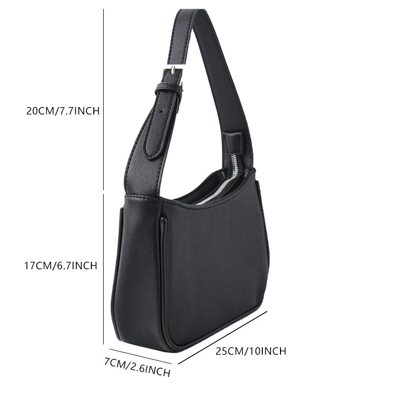 Modne czarne torby na ramię dla kobiet 2024 nowa tekstura torebka z PU temblak skórzany torba pod pachami