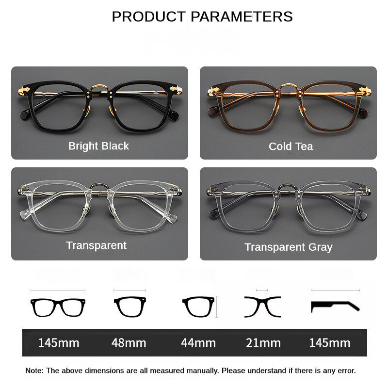 Gafas graduadas para miopía para hombres y mujeres, Vintage montura de acetato, gafas de marca de lujo, montura de titanio puro, alta calidad