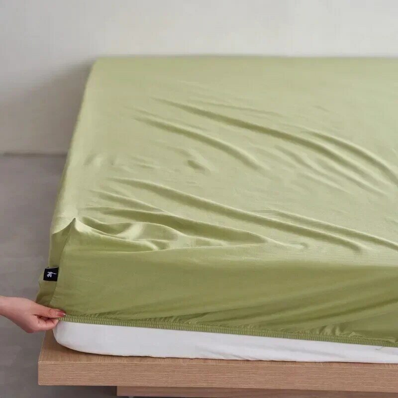 Sábana de cama de algodón de color sólido, Sábana de cama de una sola pieza, funda protectora de colchón de algodón puro, funda de almohada 378