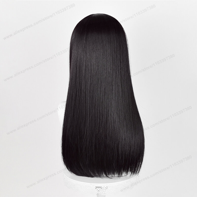 Aihara Mei parrucca Cosplay 53cm lungo dritto nero marrone capelli donna Anime parrucche sintetiche resistenti al calore + cappuccio parrucca