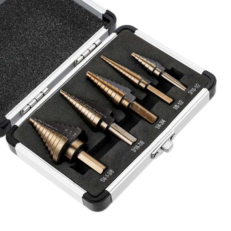 HSS 4241 Cobalt Multiple Hole 50 Sizes Step Drill Set Tools Aluminum Case Metal Drilling Tool for Metal Wood Step Cone Drill Bit