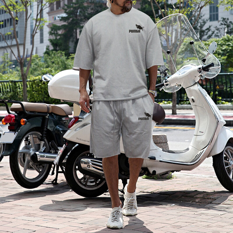 Camiseta holgada japonesa de manga corta para hombre, pantalones cortos, ropa informal de dos piezas, talla grande, novedad de verano 2024