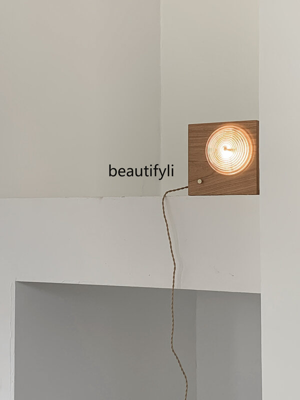 Lampu kuno tengah peredupan Electrodeless lampu dinding kaca lubang tunggal lampu Desktop Cherrywood