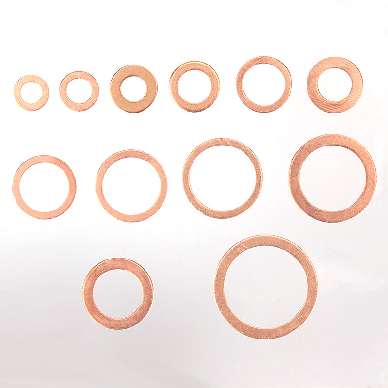 300Pcs/Set Copper Washers Flat Ring Sump Plug Seal Assorted Set Professional Car Accessories Kit Copper Ring Gasket