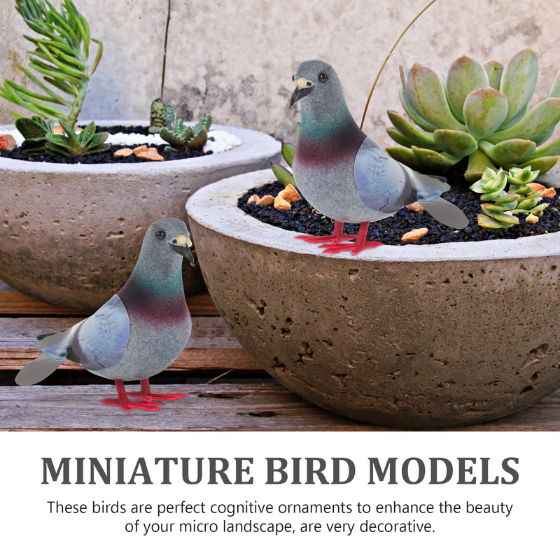 Mini pombos artificiais para decoração Home, Pássaros falsos ornamentos, Jardim, 2pcs