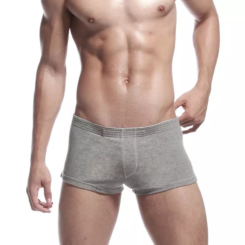 Seobean-algodão boxer shorts para homens, roupa interior, lounge shorts, com u-bag forrado, calças de casa