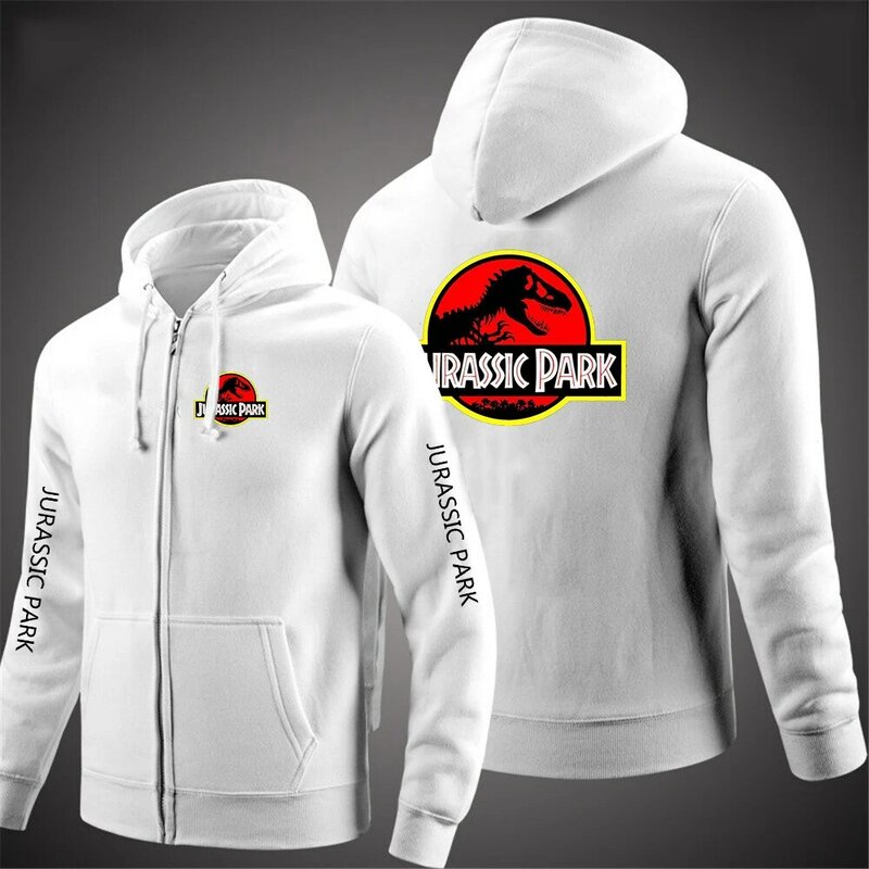 2023 New Men Jurassic Park Spring and Autumn Popular Streetwear Top Casual Comfortable Solid Color Zipper Pullover Printing Coat