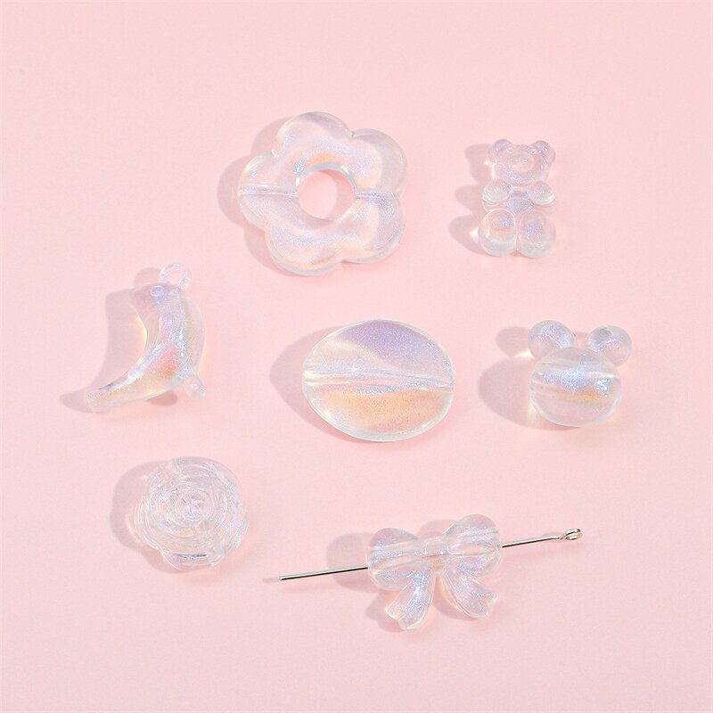 Breloques transparentes en acrylique pour la fabrication de bijoux, perles de noël et d'halloween, bricolage, ample, espaceur en plastique, cristal, J005