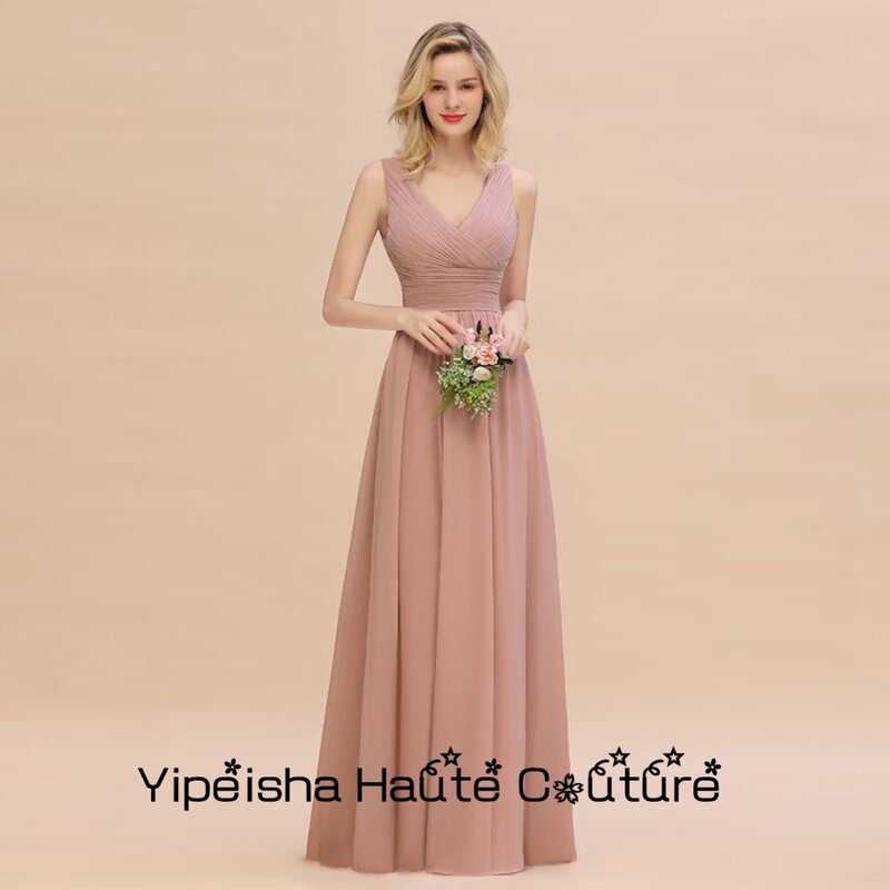 Yipeisha 캡 슬리브 시스, 스트랩리스 신부 들러리 드레스, 쉬폰 민소매 2022, 여름 웨딩 파티 가운, 2023 신상