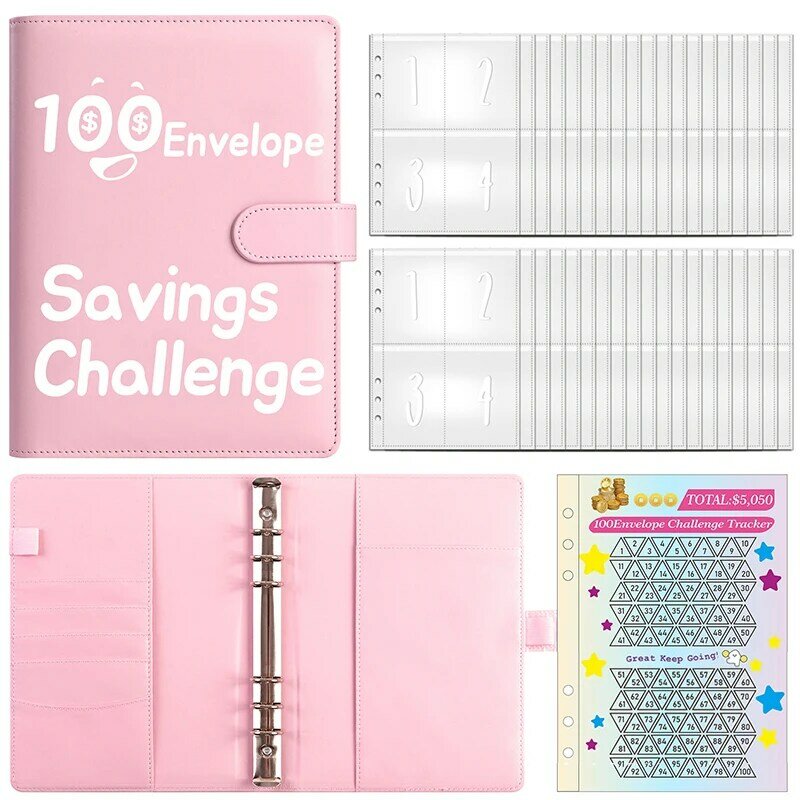 Desafío de Ahorro de 100 días, carpeta de desafío de ahorro de dinero, cuaderno, organizador de presupuesto de efectivo, almacenamiento de efectivo, libro de mano, 100