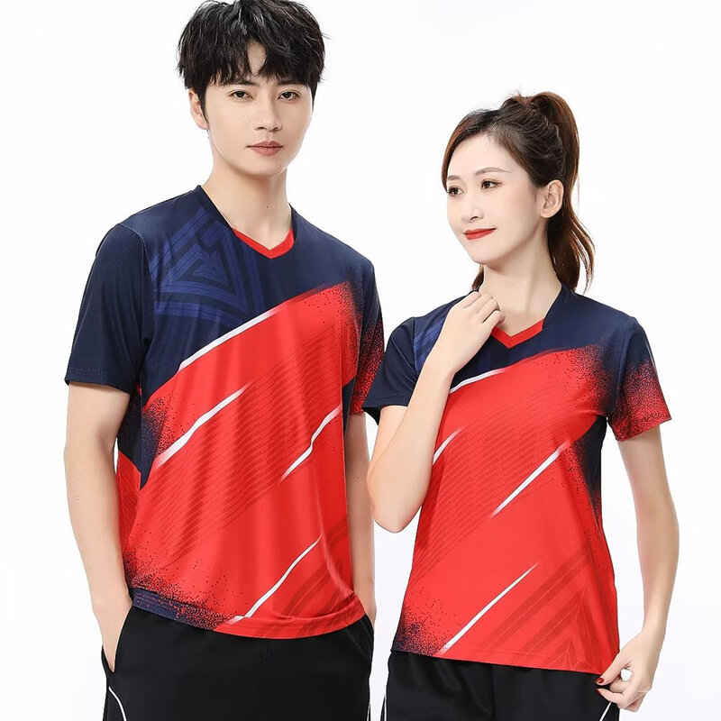 Męskie kobiety Ping Pong tenisowe T-shirt sportowe bluzki szybkoschnące rodzinne letnie koszulka siatkarska do badmintona 2023