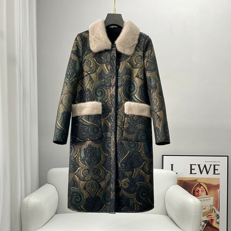 PUDI Luxus Dame Echt Wolle Pelz Futter Mantel Mode Muster Warme Nerz Pelz Kragen Jacke CT2139