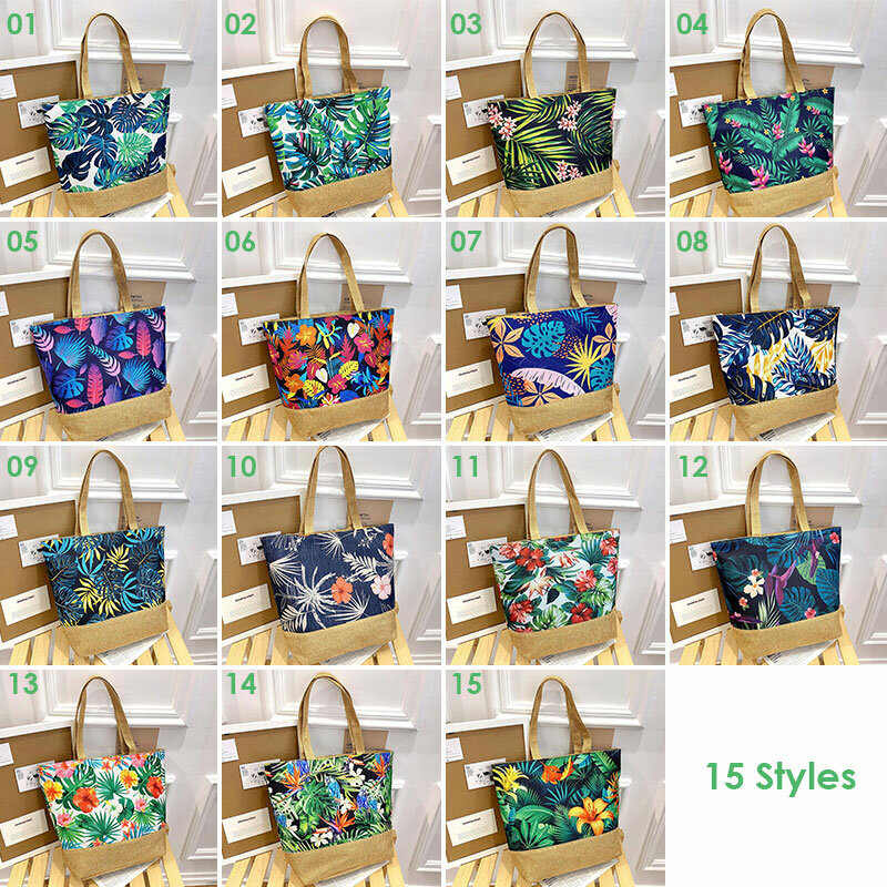 Dames Messenger Bag Laat Bedrukte Canvas Handtassen Grote Capaciteit Bakken Mode Dames Draagbare Rits Strand Schoudertas