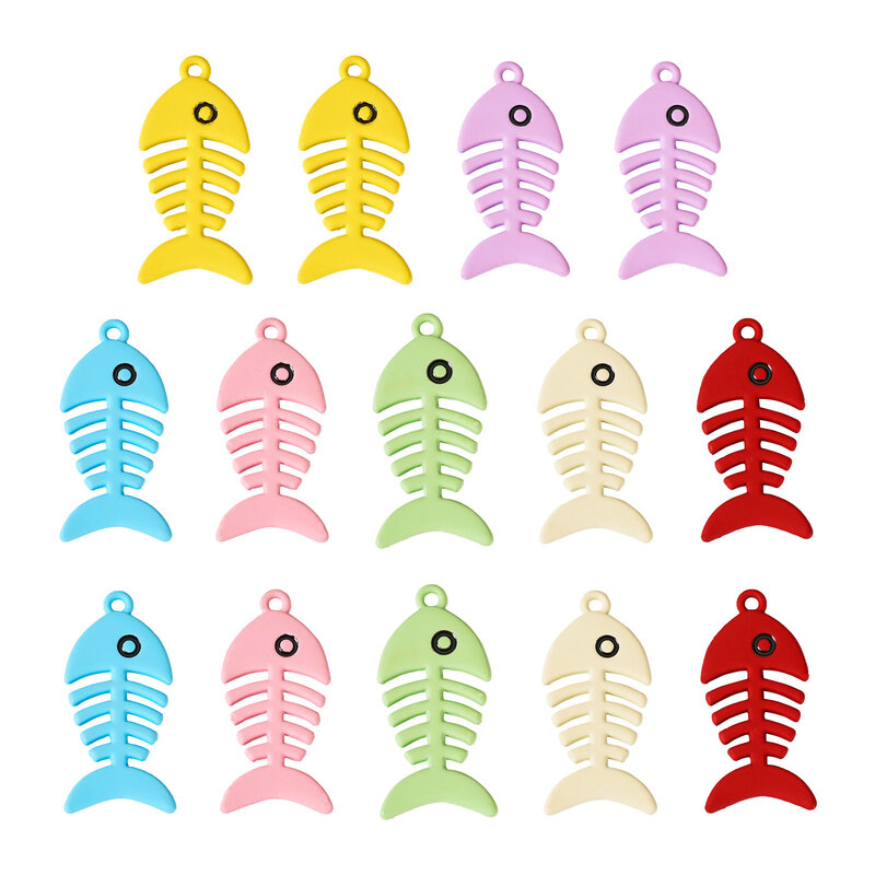 14 Stück niedliche Fischgräten legierung schwimmende Anhänger Charms für DIY Ohrringe Halskette Schlüssel bund dekorieren Zubehör