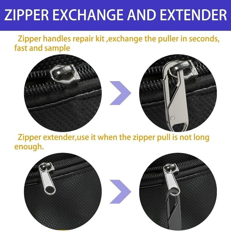 Fai da te Brand New Zipper Head chiusura a Zip staccabile comoda borsa per estrattore con cerniera cursori indossati parti di ricambio Kit di facile installazione