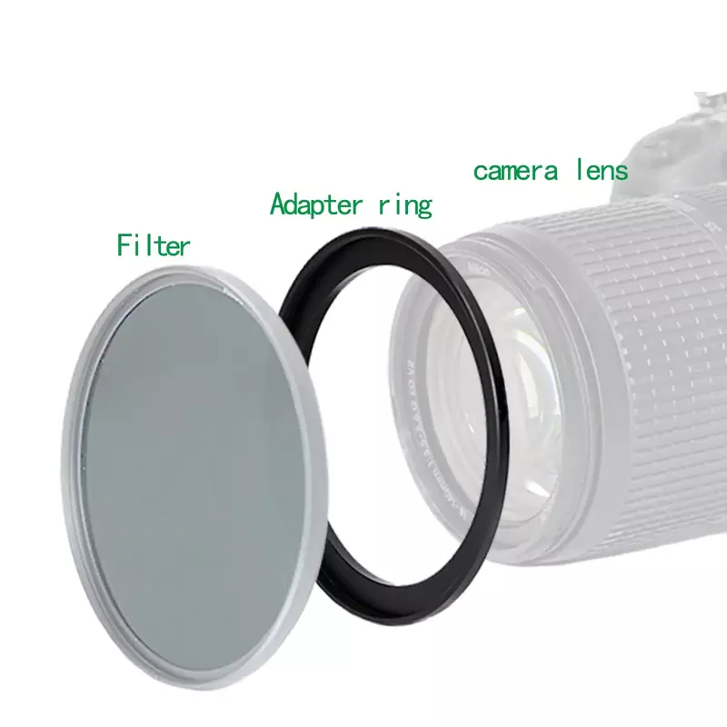 Anel de filtro de alumínio preto Step Up, adaptador para Canon, Nikon, câmera Sony DSLR, 42mm-62mm, 42-62mm, 42 a 62mm