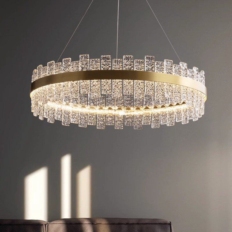 Luz colgante de cristal Circular de arte moderno para sala de Estar, comedor, decoración de pasillo de recepción, faro exquisito