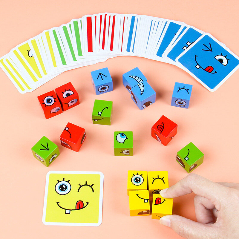 Kinder Holz Ausdruck blockiert Montessori pädagogisches Gesicht ändern passende Puzzle Denken Logik Spiele Geometrie Puzzle Geschenk
