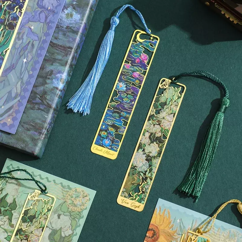 Hollow Flowers Brass Metal Bookmark Creative Vintage Rose Sunflower Bookmark Handbook Hanging Decorative Gift Student Supplies