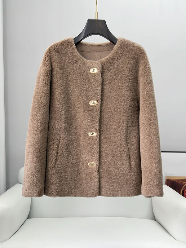 Aorice-Quente Casaco De Pele De Lã Genuína, Soft Casaco Elegante, Moda Inverno, Novo Design, CT337