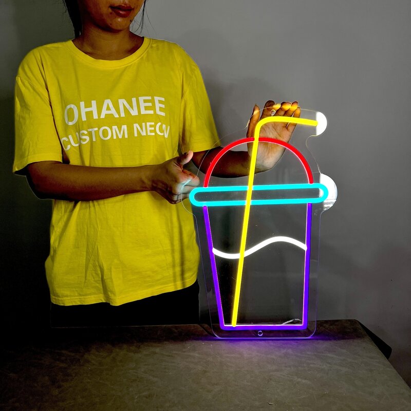 Hot Dog Lampu Neon Tanda Kentang Goreng Hamburger Pizza Kue Donat LED Lampu Neon Lampu USB Pesta Restoran Toko Kawaii Dekorasi Ruangan