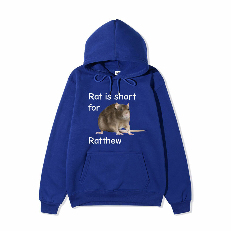 Śmieszny szczur to skrót od Ratthew Meme bluzy z grafiką mężczyzn bluzy typu Oversized moda uliczna z długim rękawem bluzki z kapturem