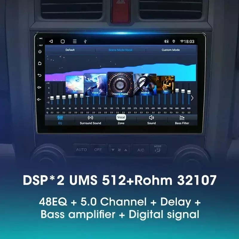 JMCQ 2 Din Android 12 Car Radio Multimedia Video Player For Honda CRV CR-V 2006-2012 Navigation GPS Carplay 4G Head Unit DSP