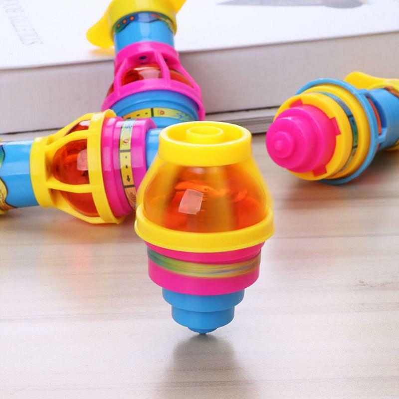 Mainan atasan berputar bercahaya lampu kilat atas berputar penuh warna mainan ejeksi atas berkedip Led giroskop mainan anak-anak kreatif
