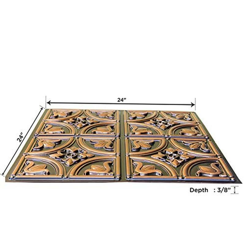 Faux Tin Ceiling Tile 25-Pack Lightweight PVC Antique Copper Stunning Design Direct Glue Class A Fire Rated Easy Install Scissor