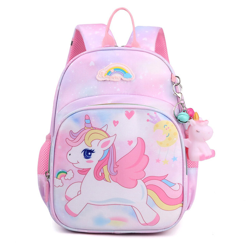 女の子のためのユニコーンの絵が描かれたバッグ,ピンクのプリンセスのランドセル,幼稚園のバッグ