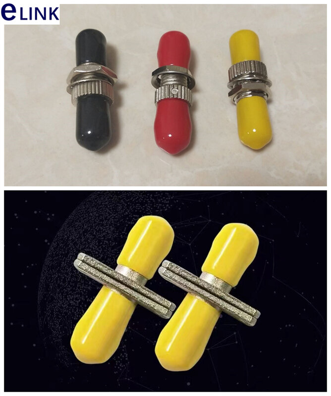 ST 섬유 어댑터 심플렉스 SM MM 광섬유 커넥터, 노란색, 빨간색 금속 하우징 ftth 커플러, 좋은 품질 공장 공급 ELINK