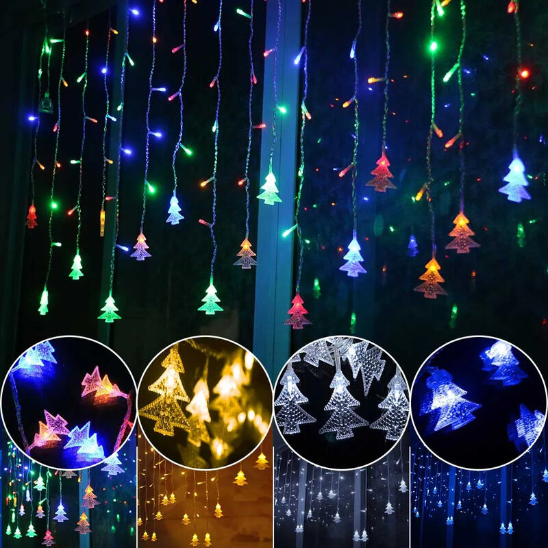 Cortina de luces LED de Navidad para decoración de fiestas, cortina de hadas, AC220V, 5M, 100, para boda, hogar, jardín