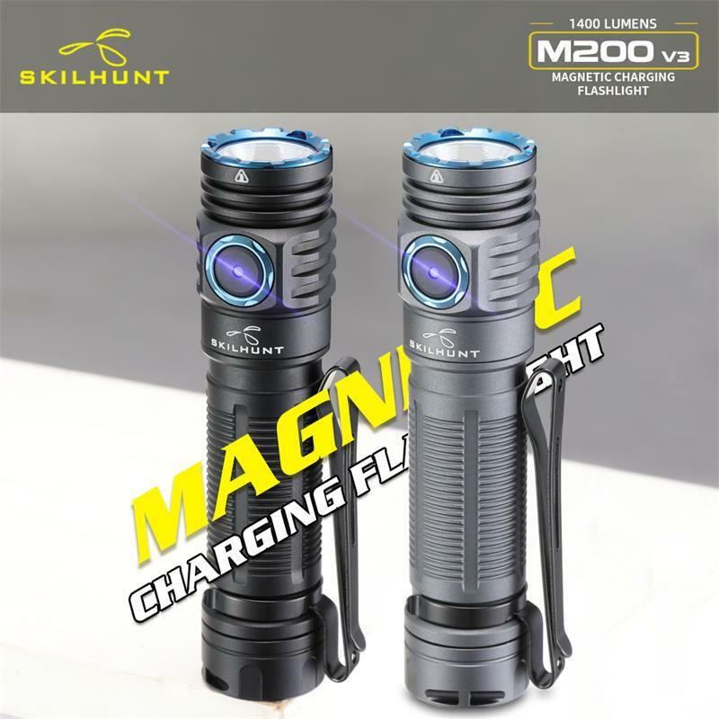 SKILHUNT M200 V3 1400 lumenów 18650 magnetyczne LED ładowane na USB latarka na zewnątrz jasne oświetlenie na kemping, wyprawę, rower połowów
