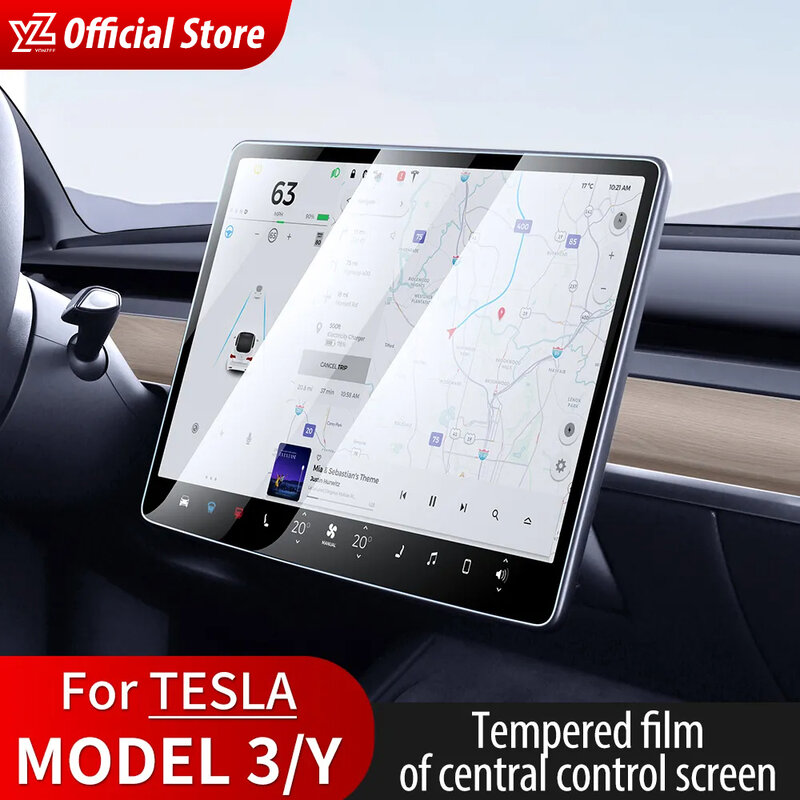 YZ Tempered Glass Screen Protector For Tesla Model 3 Y X 2023 2022 2021 Center Control Accessorie Tesla HD Film Protection