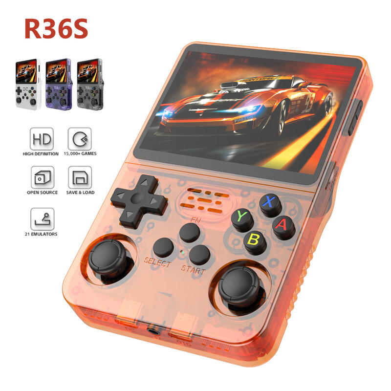 R36S Retro Handheld Video Game Console Linux System 3.5 Inch IPS Screen Portable Pocket Video Player 64GB RG35S Plus