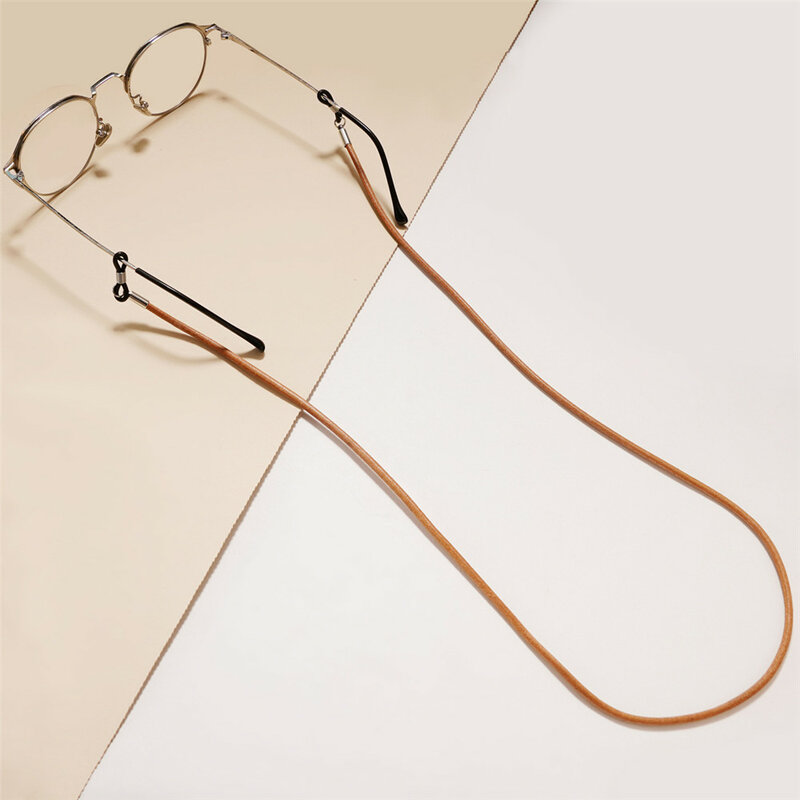 Corrente de óculos de leitura em couro PU para homens, colar com alça, cordão de óculos, acessório de decoração vintage 70cm