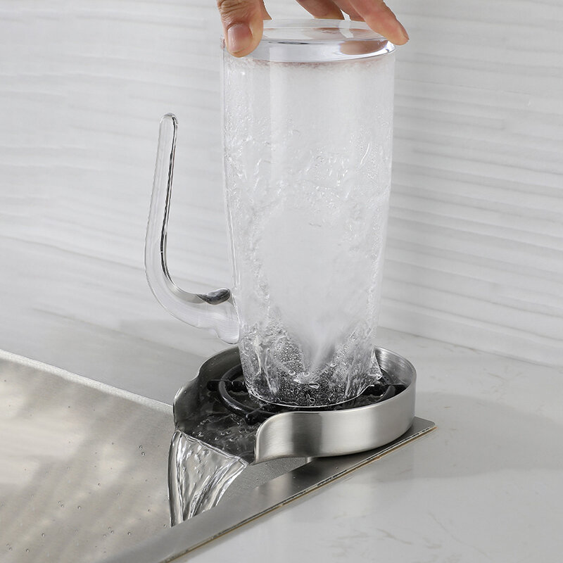 Keran Stainless Steel botol pencuci bir otomatis Cup gelas Rinser untuk wastafel dapur
