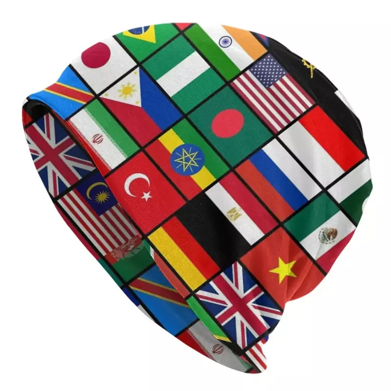 Flaggen der Länder der Welt, Welten Flaggen Muster Schädel Mützen Hüte warme Mütze gestrickte Motorhaube Kappen für Männer Frauen Erwachsene